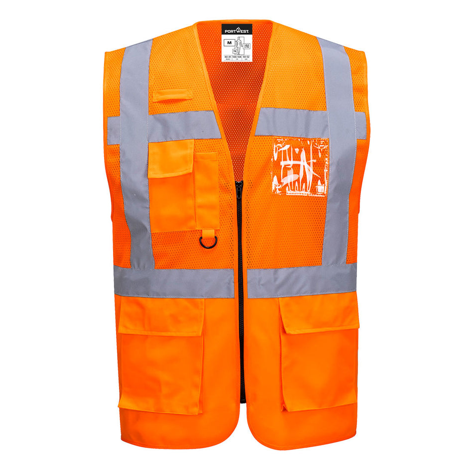 Portwest Madrid Hi-Vis Half Mesh Executive Vest