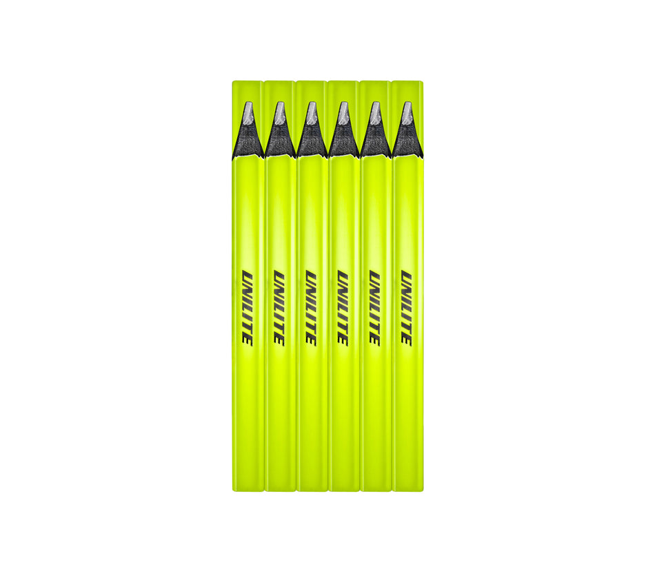 Unilite CP-10 Pack of 10 Neon Yellow Carpenters Pencils