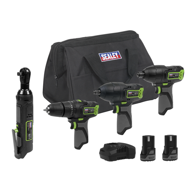 Sealey CP108VCOMBO2EU 4 x SV10.8 Series Cordless Combo Kit 10.8V - 2 Batteries & Euro Plug