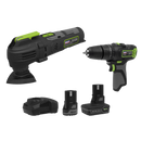 Sealey CP108VCOMBO5EU 2 x SV10.8 Series Cordless Combi Drill & Multi-Tool Kit 10.8V - 2 Batteries & Euro Plug