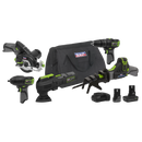 Sealey CP108VCOMBO8EU 5 x SV10.8 Series Cordless Combo Kit 10.8V - 2 Batteries & Euro Plug