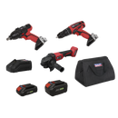 SEALEY CP20VCOMBO1EU 3 x SV20 Series Cordless Power Tool Kit 20V Euro Plug - 2 Batteries