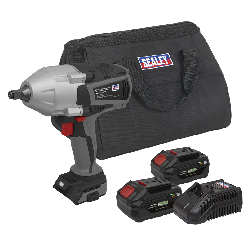 Sealey CP20VXIWKIT1 Premier SV20 Series Cordless Impact Wrench Kit 20V 4Ah - 2 Batteries
