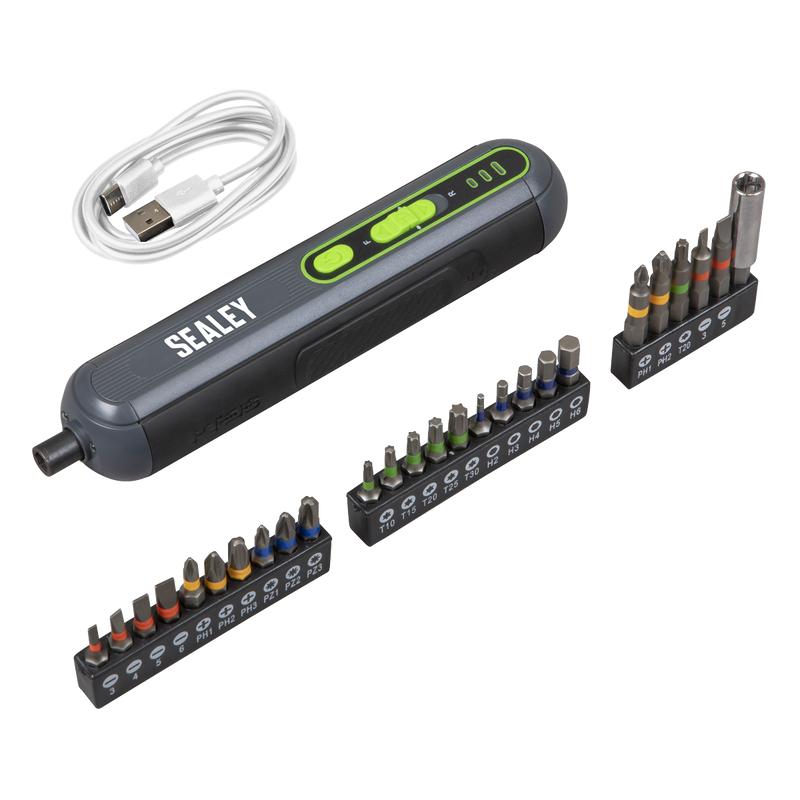 Sealey CP4VSD Cordless Screwdriver with Bit Set 4V 25pc