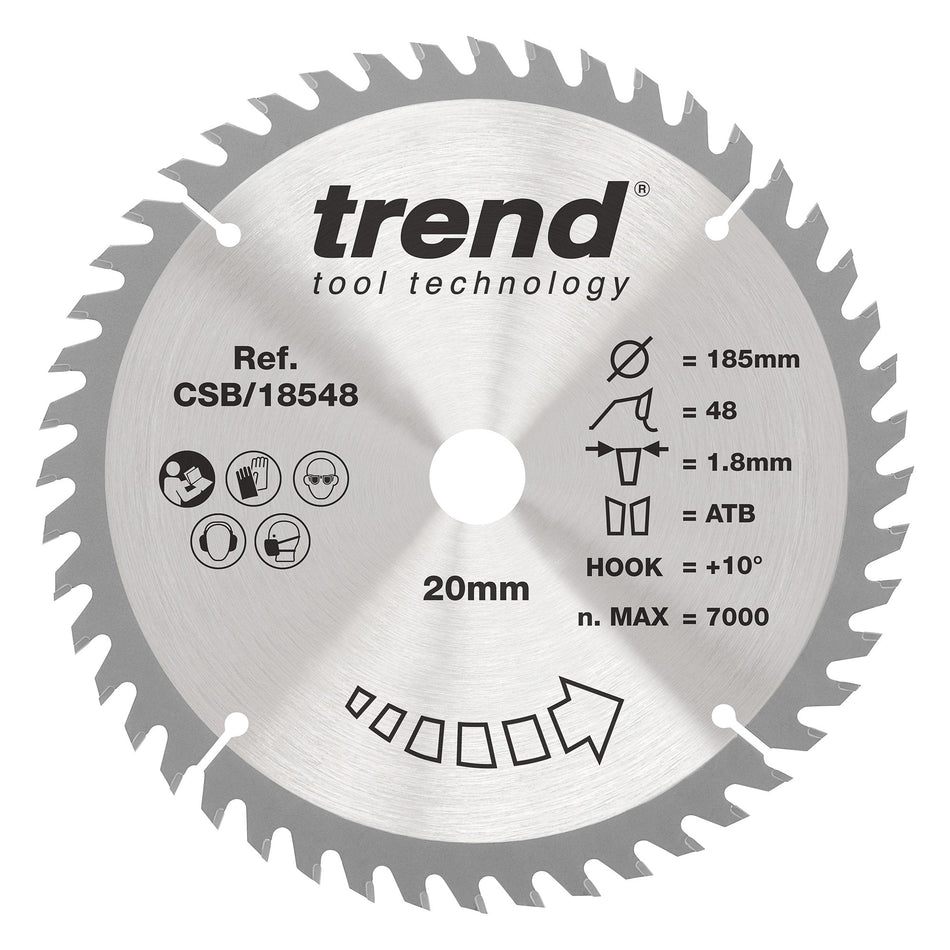 Trend Tools CSB/18548 Trend Wood Cordless Circular Saw Blade 185Mm X 20Mm X 48T