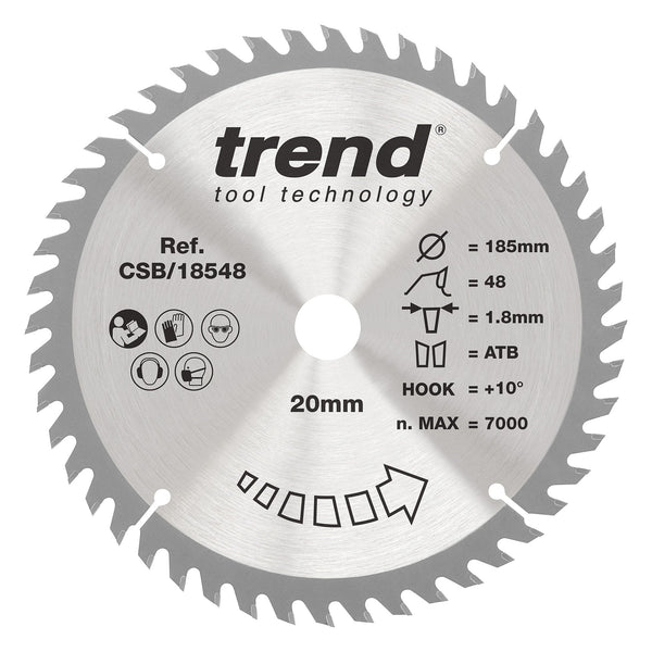 Trend Tools CSB/18548 Trend Wood Cordless Circular Saw Blade 185Mm X 20Mm X 48T