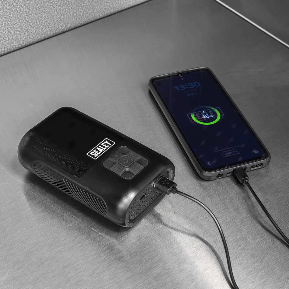 Sealey CTI130 Tyre Inflator & Power Bank with Worklight Rechargeable