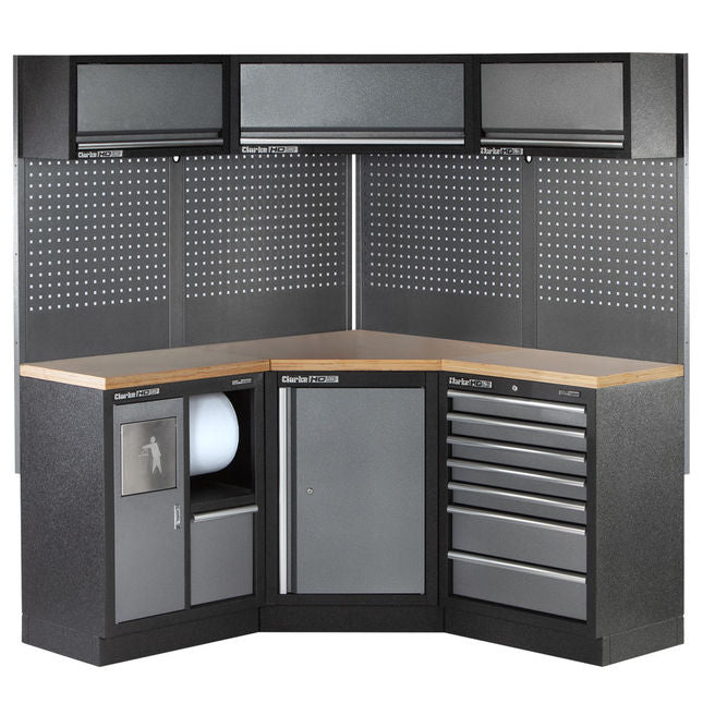Clarke 7632907 COMBGSM05 Modular Corner Storage System 19 Piece Package Wooden Worktops