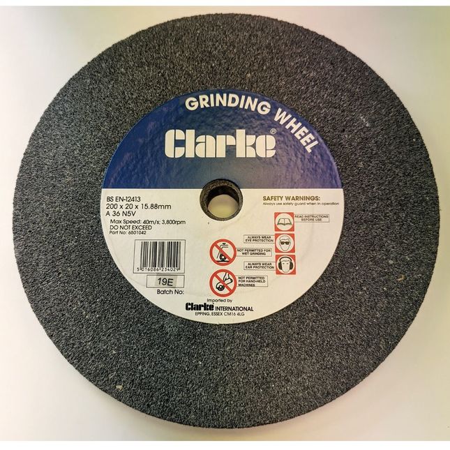 Clarke 6501042 200 x 20 x 16mm bore Coarse Grinding Wheel