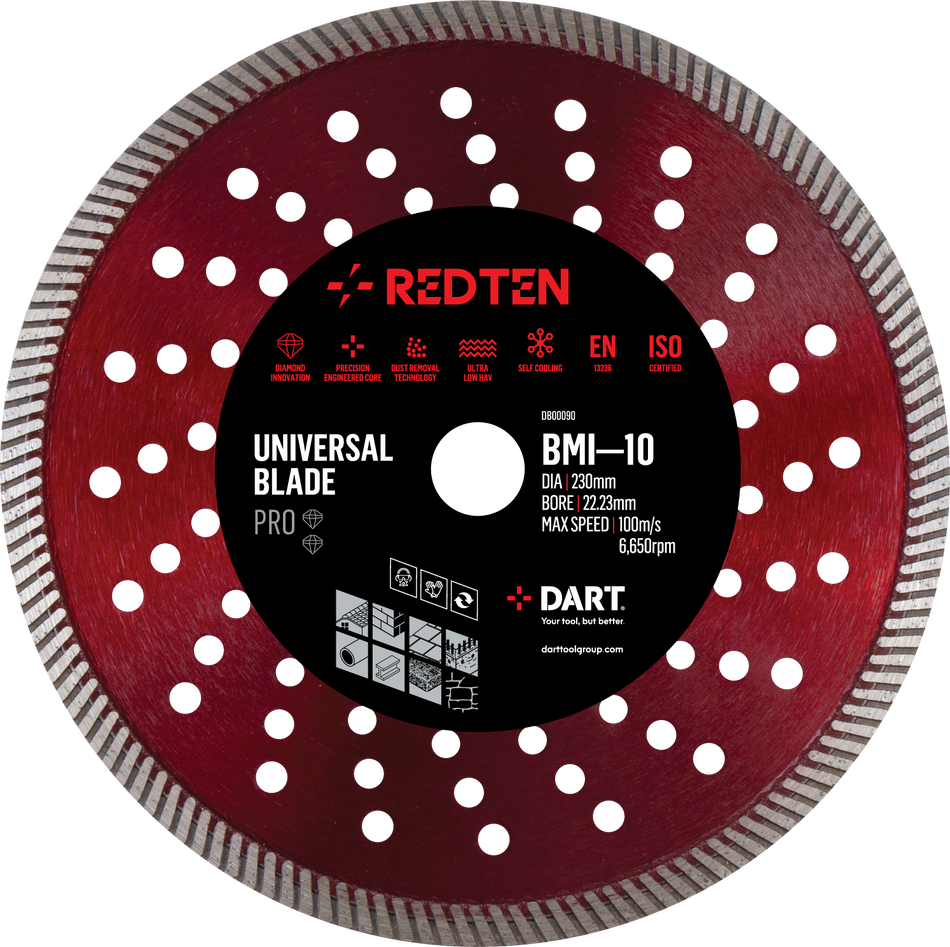 DART DB00100  Red Ten BMI-10 Pro Diamond Blade 300Dmm x 20B