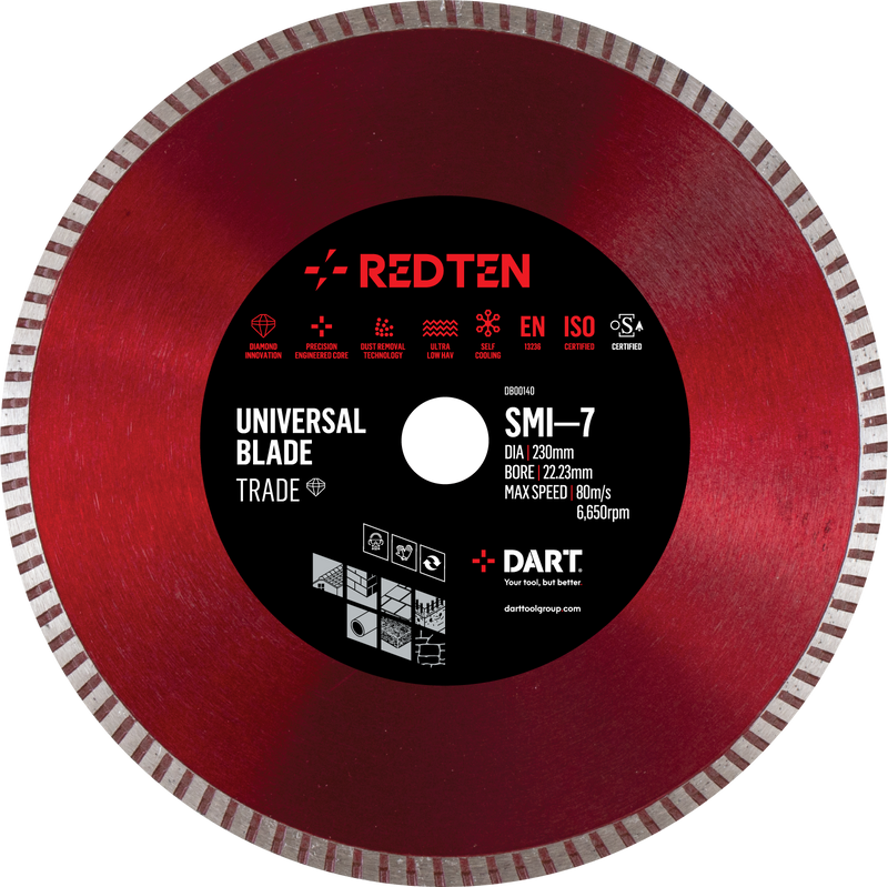 DART DB00121  Red Ten SMI-7 Diamond Blade 115Dmm x 22.23B Pack Of 3