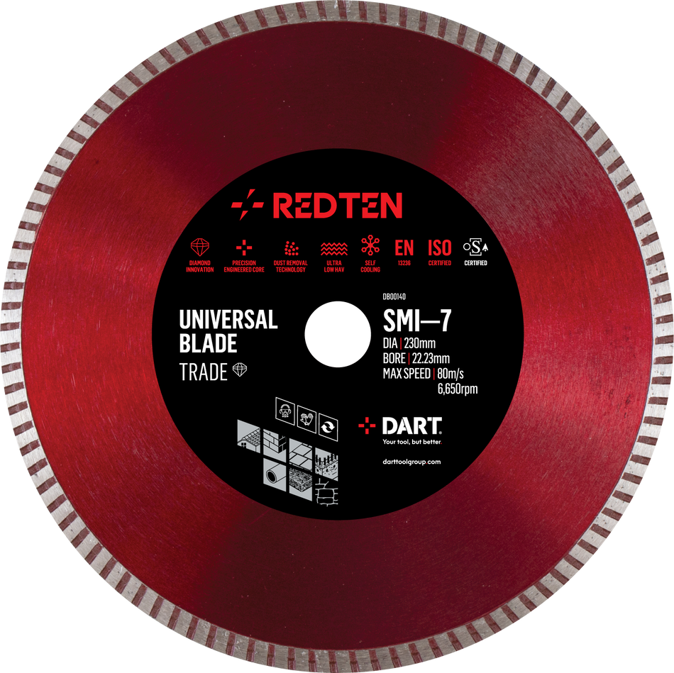 DART DB00140  Red Ten SMI-7 Diamond Blade 230Dmm x 22.23B