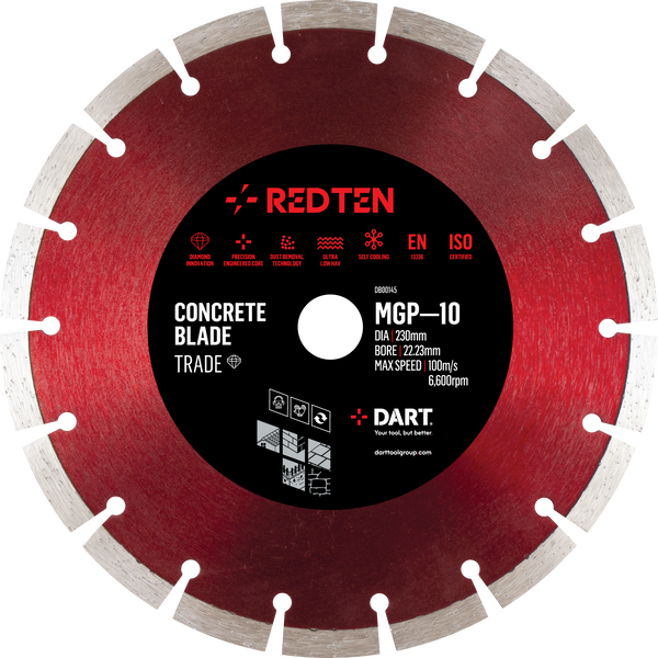 DART DB00145  Red Ten MGP-10 Diamond Blade 230D x 22.23B