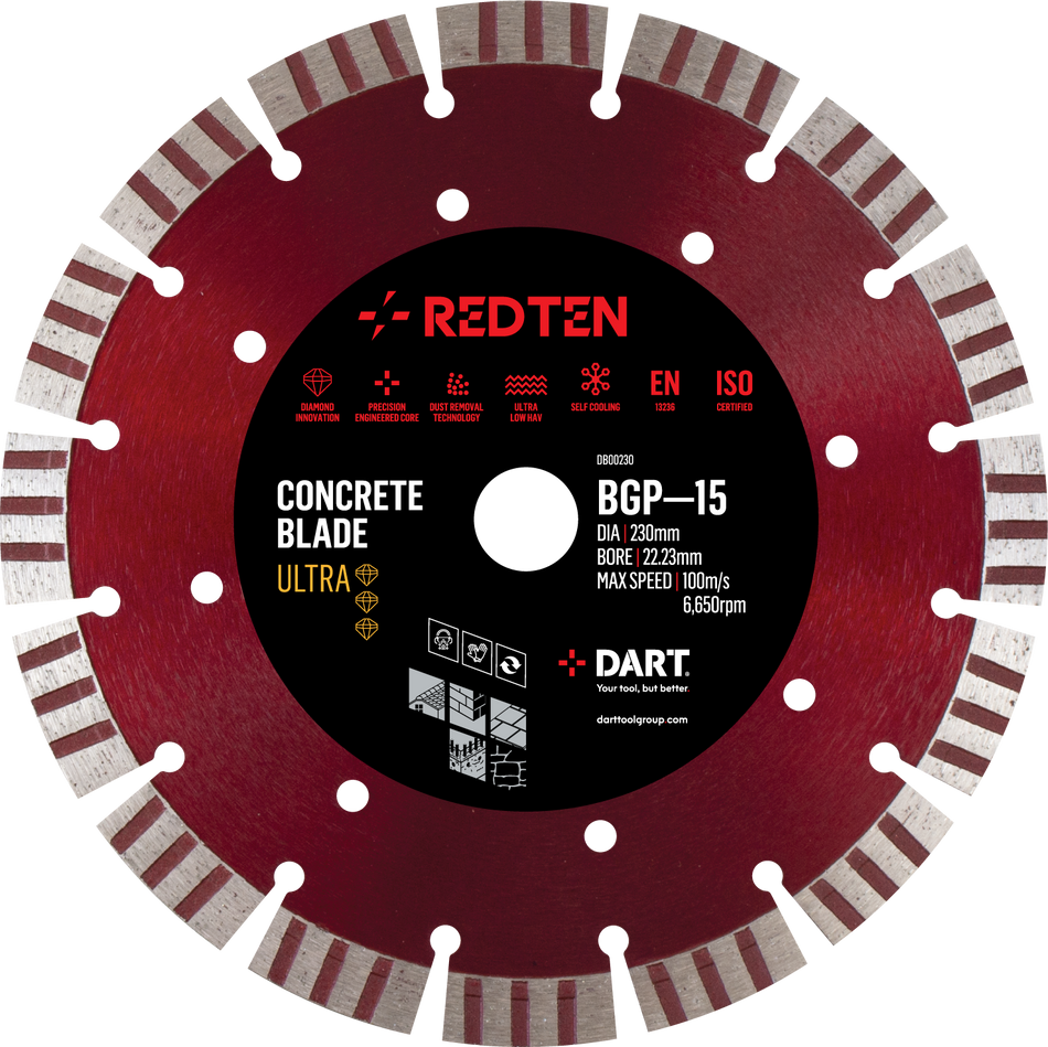 DART DB00261  Red Ten BGP-15 Diamond Blade 400Dmm x 25.4B
