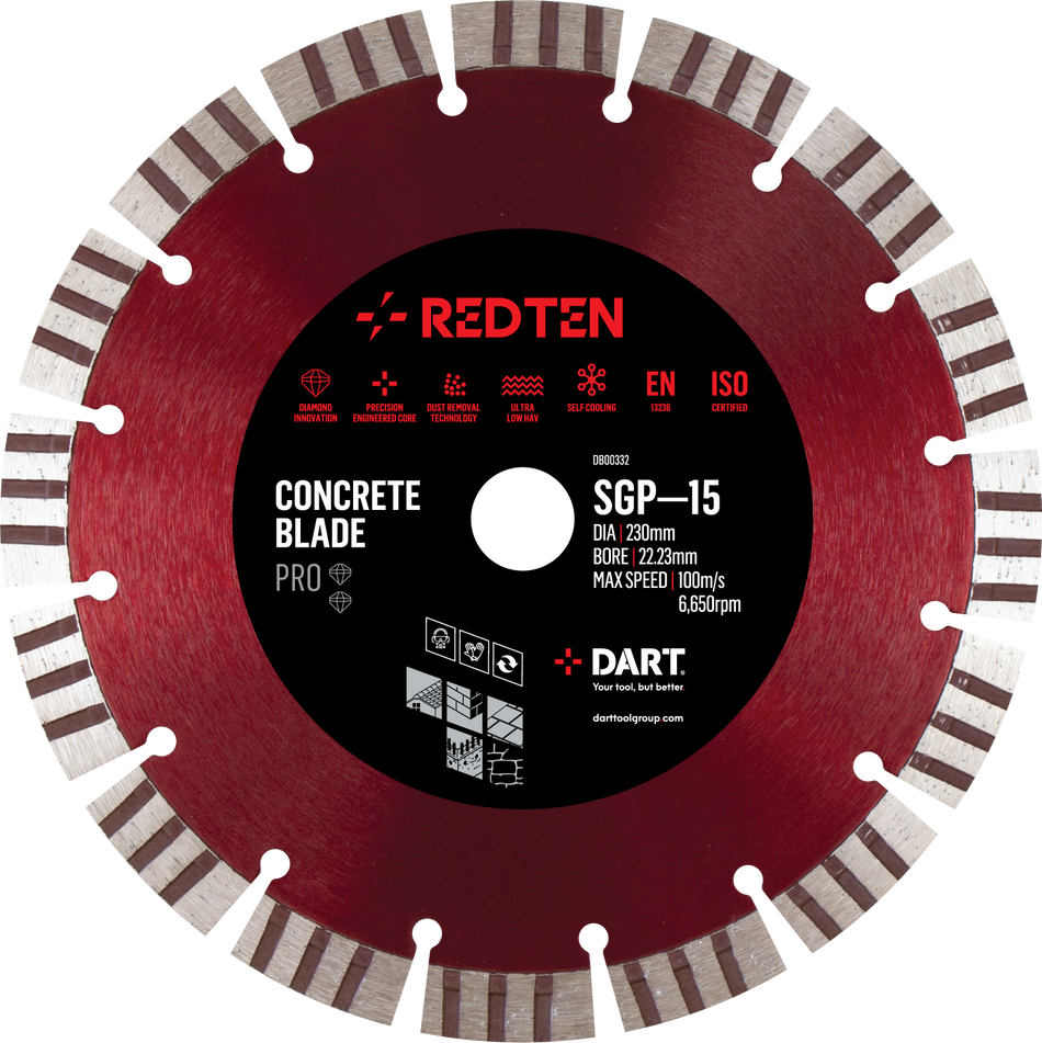 DART DB00333  Red Ten SGP-15 Diamond Blade 300Dmm x 20B