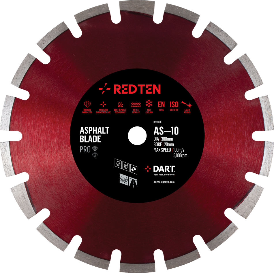 DART DB00620  Red Ten AS-10 Asphalt Dia Blade 350D x 20B