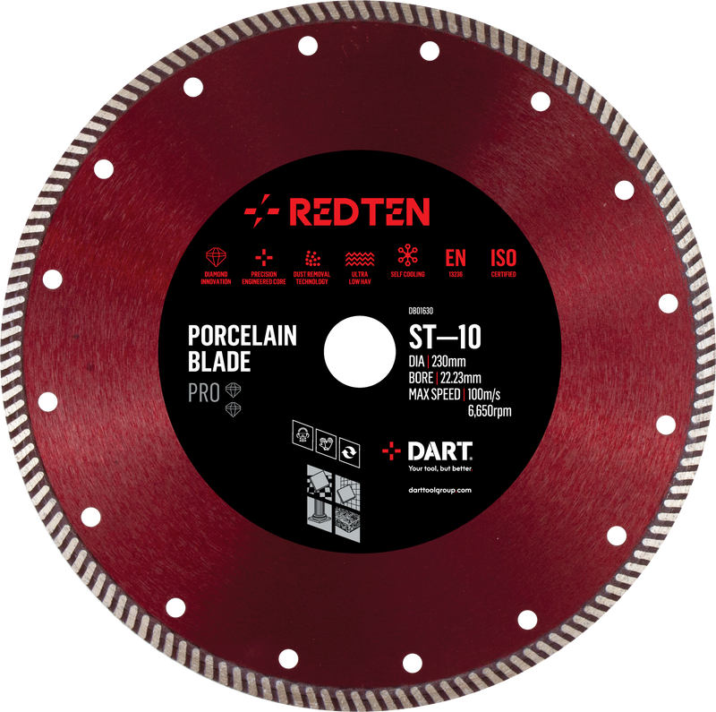 DART DB01620  Red Ten ST-10 Tile Diamond Blade 200Dmm x 22.23B