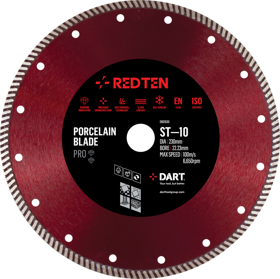 DART DB01641  Red Ten ST-10 Tile Diamond Blade 300Dmm x 22.23B