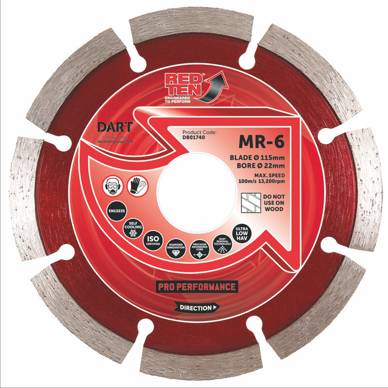 DART DB01750  Red Ten MR-6 Mortar Rake 125D x 22.23B