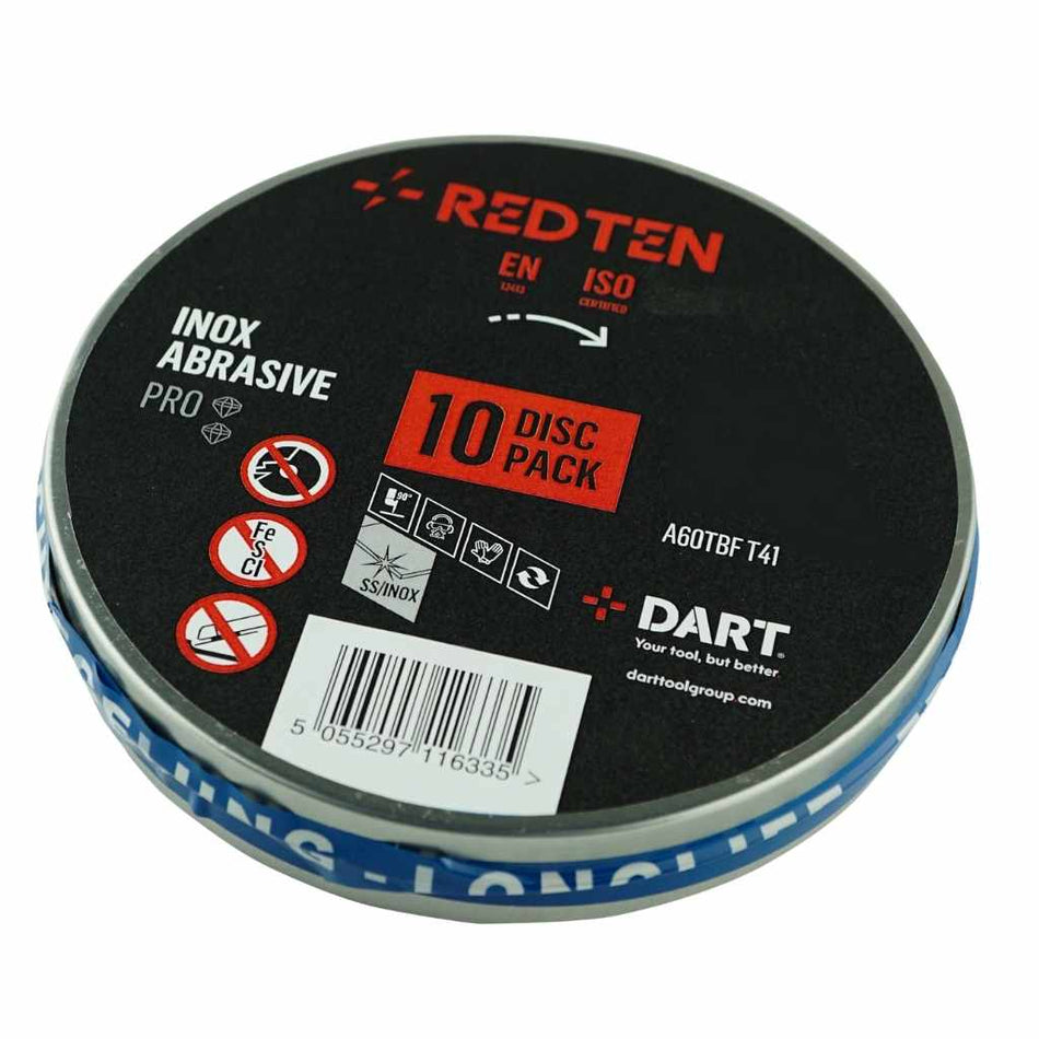 DART DB0511  Red Ten SS/Inox 115mm Abrasive Disc - Pk 10
