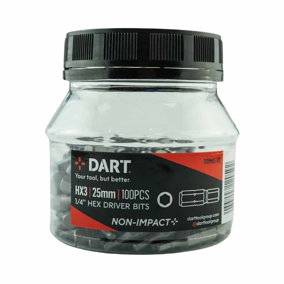 DART DDBHX3-100  Hex No.3 Driver Bit - Pack 100