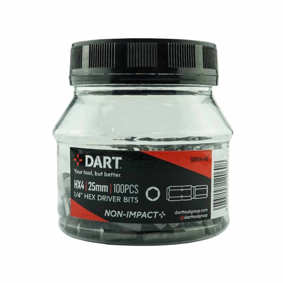 DART DDBHX4-100  Hex No.4 Driver Bit - Pack 100