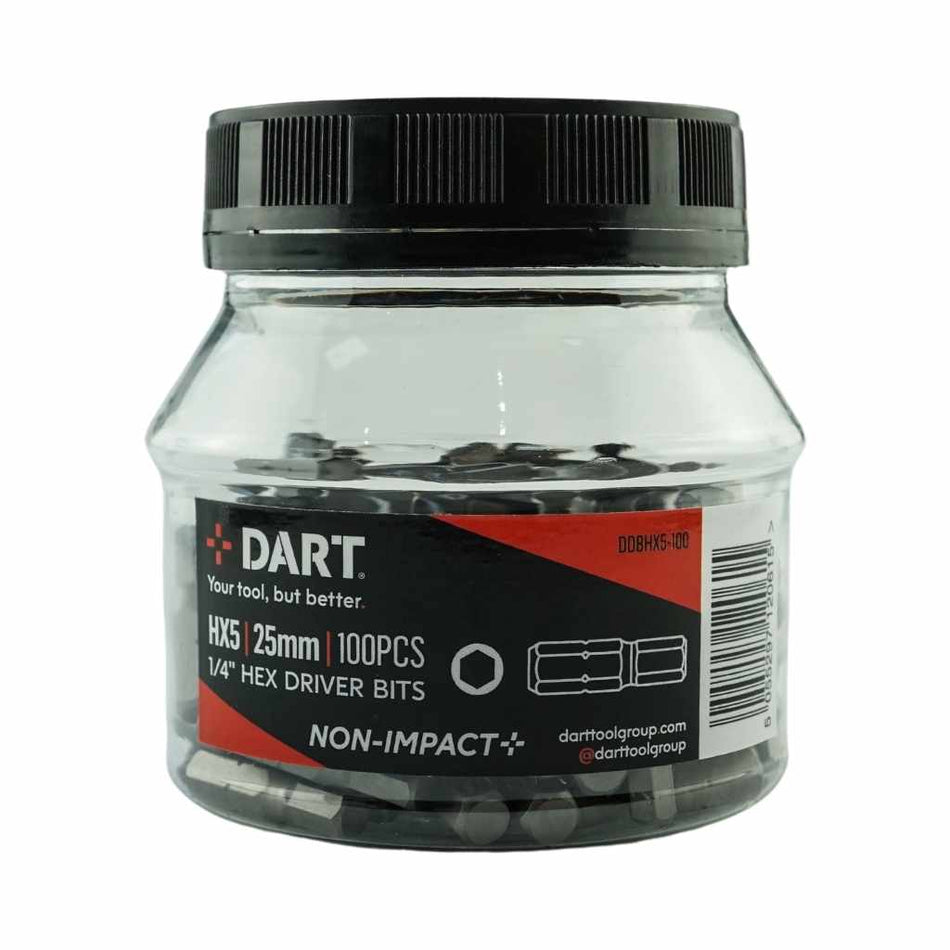 DART DDBHX5-100  Hex No.5 Driver Bit - Pack 100