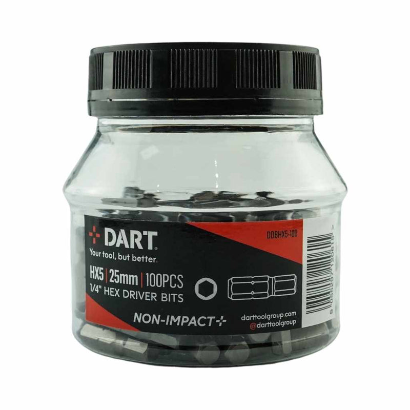 DART DDBHX5-100  Hex No.5 Driver Bit - Pack 100