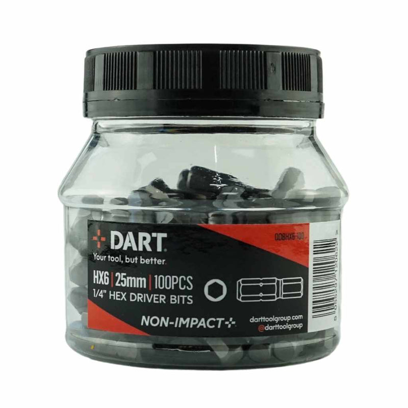 DART DDBHX6-100  Hex No.6 Driver Bit - Pack 100