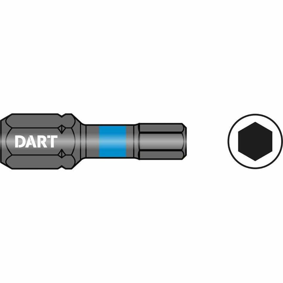 DART DDIHX4-10  Hex No.4 25mm Impact Driver Bit - Pack 10
