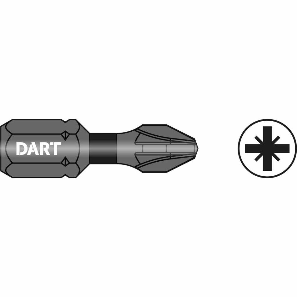 DART DDIPZ2-25  PZ2 25mm Impact Driver Bit - Pack 25