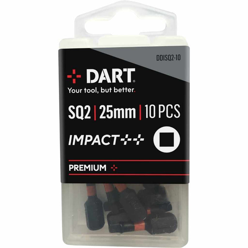 DART DDISQ2-10  Square No.2 25mm Impact Driver Bit - Pack 10