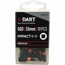 DART DDISQ3-10  Square No.3 25mm Impact Driver Bit - Pack 10