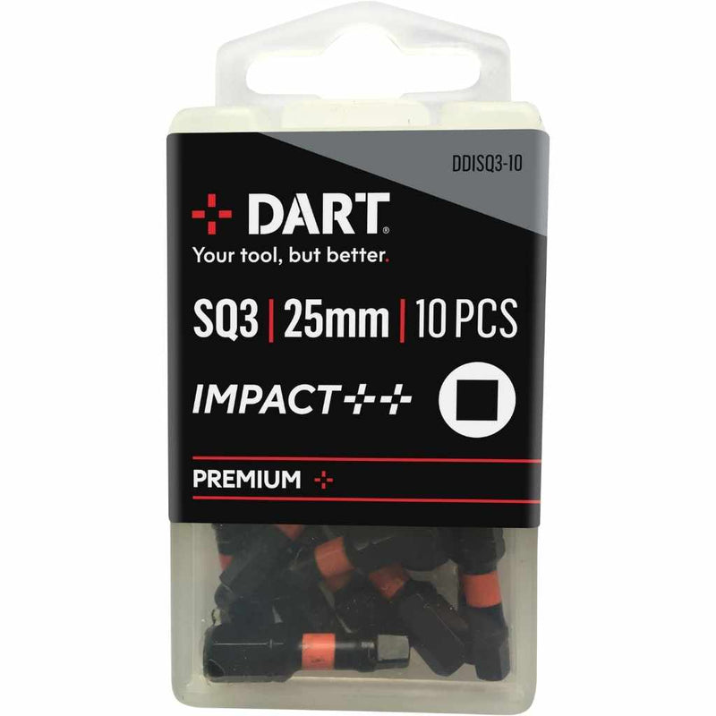DART DDISQ3-10  Square No.3 25mm Impact Driver Bit - Pack 10
