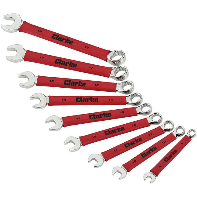 Clarke 1801811 CHT811 9 Piece 8 - 19mm Cushion Grip Combination Spanner Set