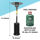 Dellonda DG1  Outdoor Garden Gas Patio Heater 13kW Commercial & Domestic Use, Black