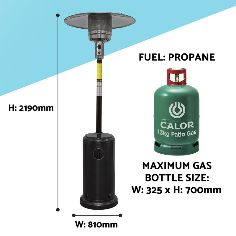 Sealey DG1 Dellonda Outdoor Garden Gas Patio Heater 13kW Commercial & Domestic Use, Black