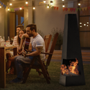Dellonda DG105  Chiminea, Wood Burner, Heater for Outdoors W45cm x H150cm - Black Steel