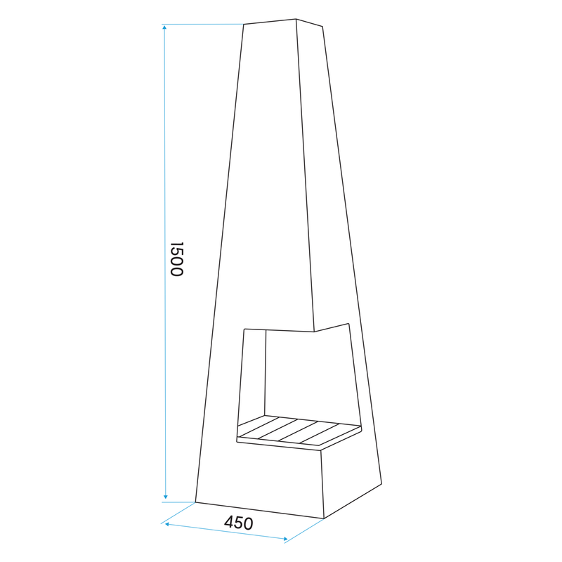 Dellonda DG105  Chiminea, Wood Burner, Heater for Outdoors W45cm x H150cm - Black Steel