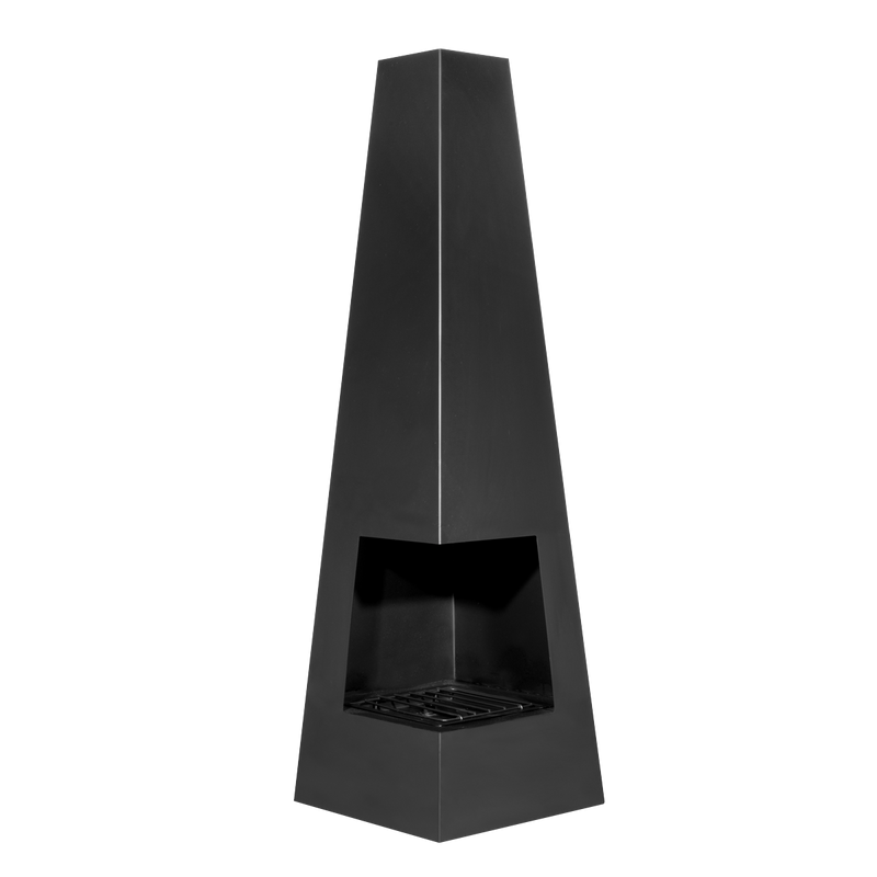 Dellonda DG105  Chiminea, Wood Burner, Heater for Outdoors W45cm x H150cm - Black Steel