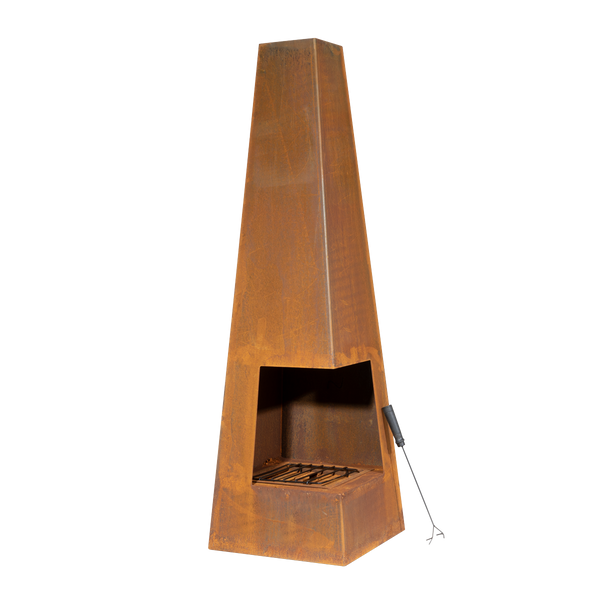 Dellonda DG106  Chiminea, Wood Burner, Heater for Outdoors W45cm x H150cm, Corten Steel