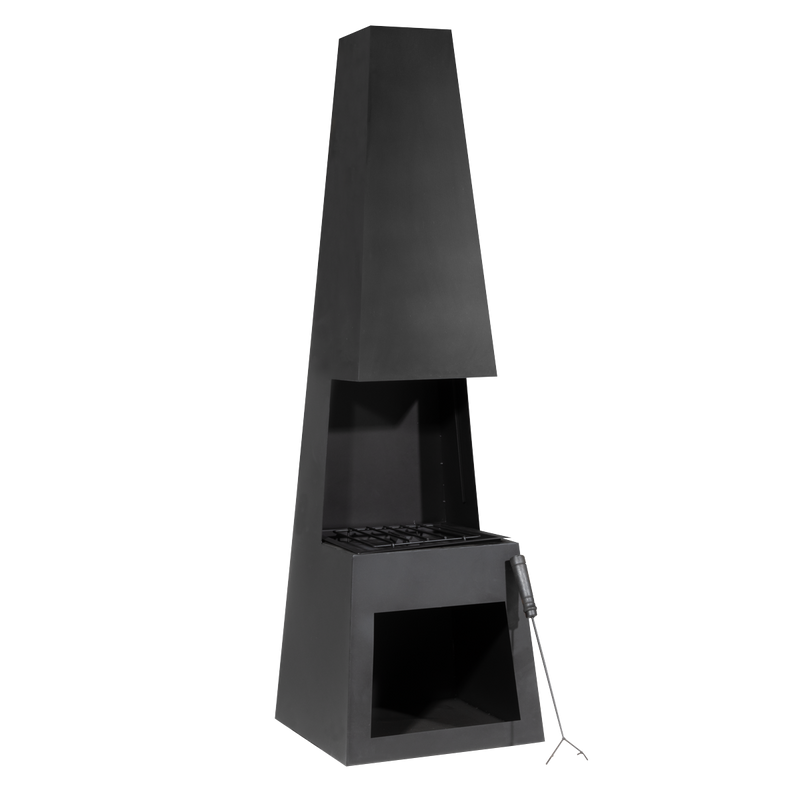 Dellonda DG107  Outdoor Chiminea Fireplace Fire Pit Heater Firewood Storage Black Steel