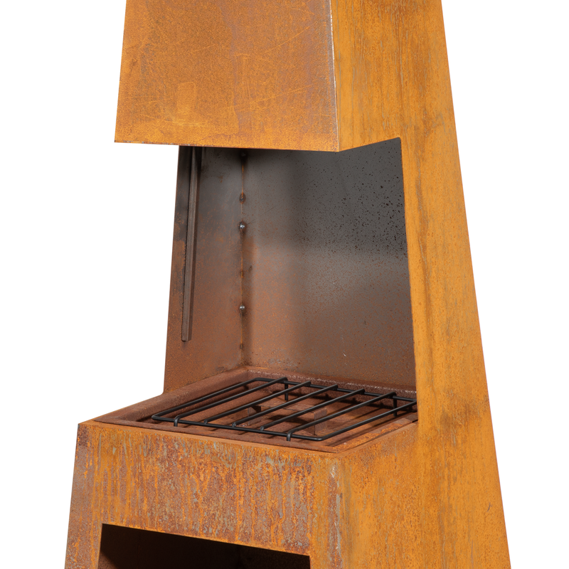 Dellonda DG108  Outdoor Chiminea Fireplace Heater Firewood Storage - Corten Steel