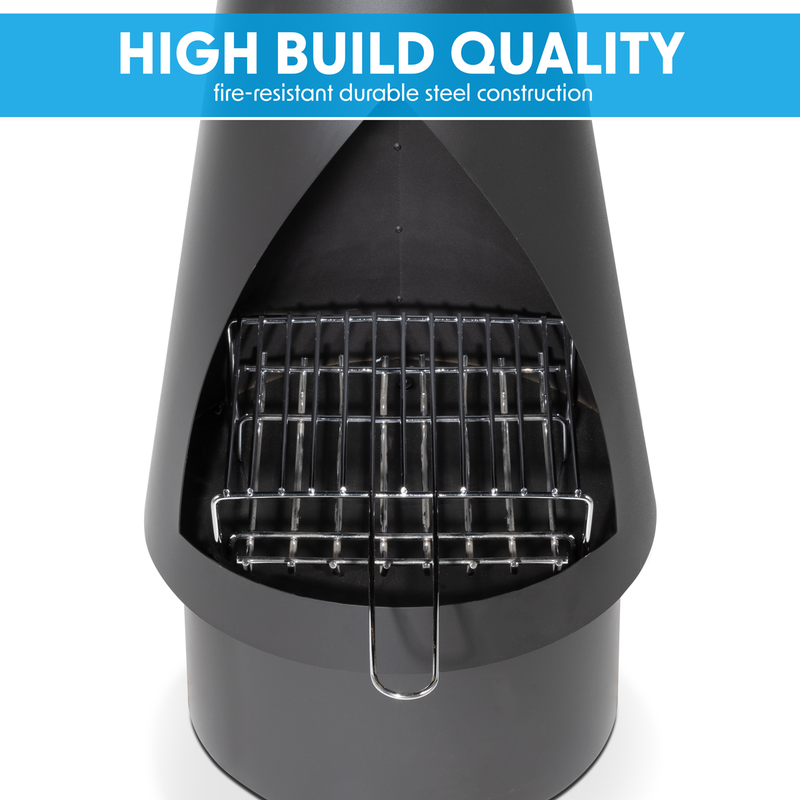 Dellonda DG109  Outdoor Chiminea, Fireplace, Fire Pit, Heater, Durable, Black Steel