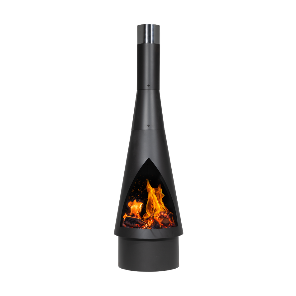 Dellonda DG109  Outdoor Chiminea, Fireplace, Fire Pit, Heater, Durable, Black Steel