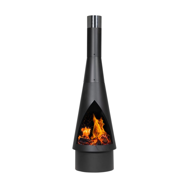 Dellonda DG109  Outdoor Chiminea, Fireplace, Fire Pit, Heater, Durable, Black Steel