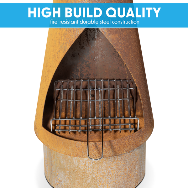 Dellonda DG110  Outdoor/Garden/Patio Conical Chiminea, Fireplace, Fire Pit, Heater, H127cm - Corten Steel