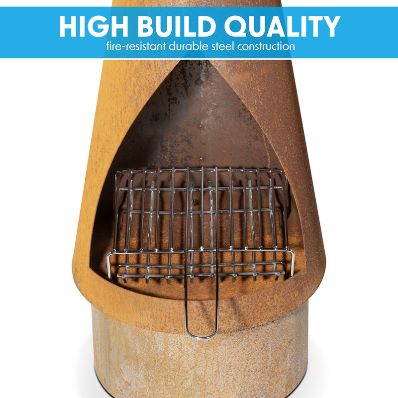 Dellonda DG110  Outdoor/Garden/Patio Conical Chiminea, Fireplace, Fire Pit, Heater, H127cm - Corten Steel