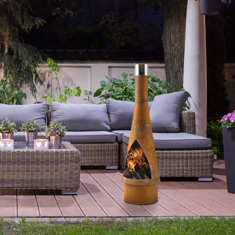 Dellonda DG110  Outdoor/Garden/Patio Conical Chiminea, Fireplace, Fire Pit, Heater, H127cm - Corten Steel