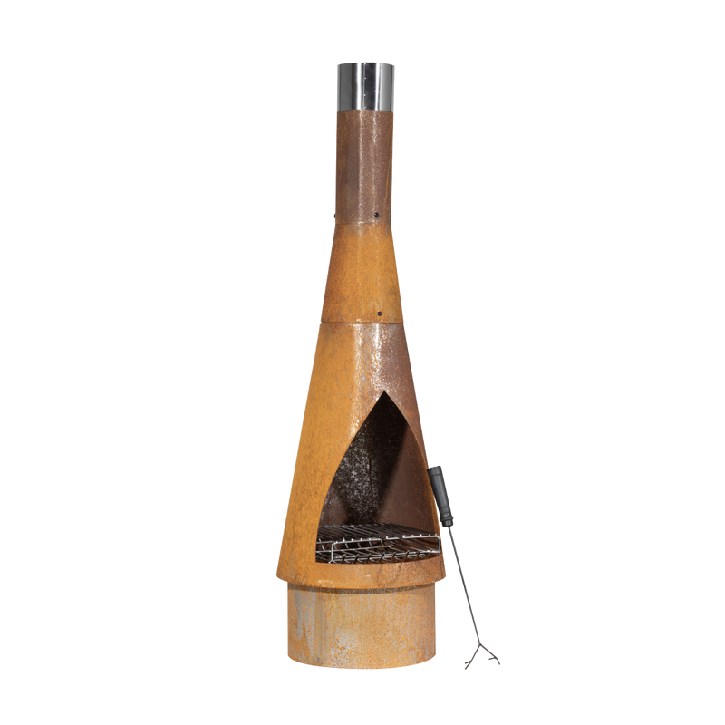 Dellonda DG110  Outdoor/Garden/Patio Conical Chiminea, Fireplace, Fire Pit, Heater, H127cm - Corten Steel